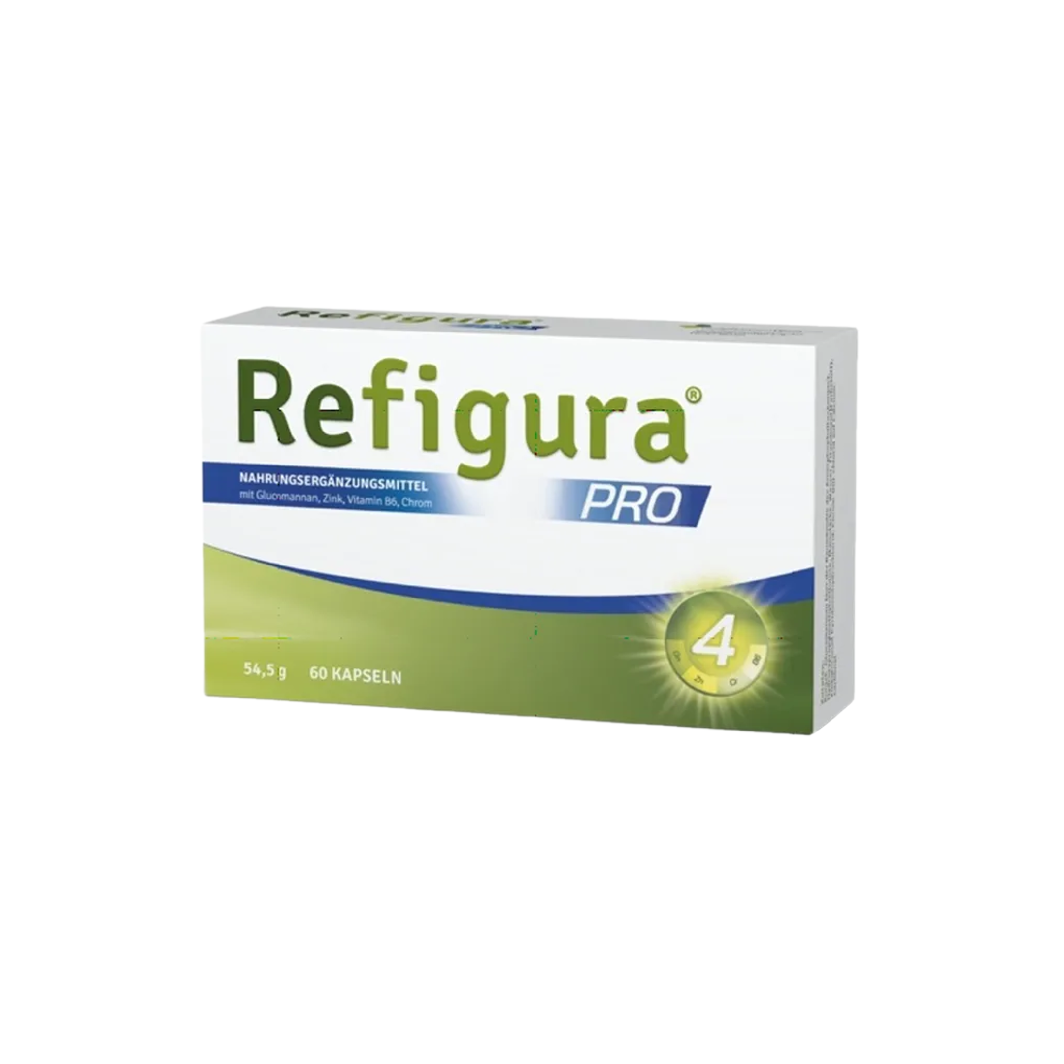 Refigura PRO | Glucomannan, Zinc, Vitamin B6 & Chromium | Weight & Metabolism Support | Vegan | 60 Capsules | PZN 16122136