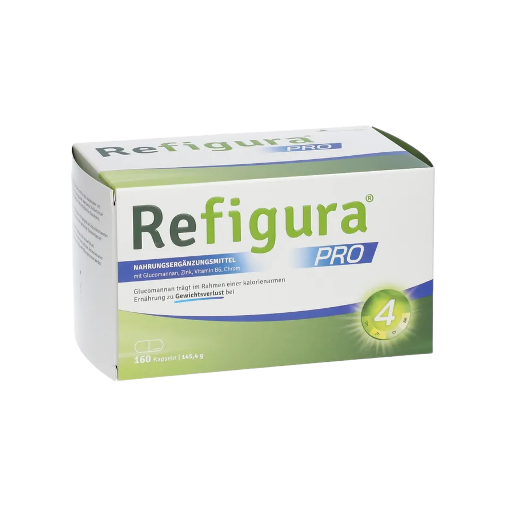 Refigura PRO | Glucomannan, Zinc, Vitamin B6 & Chromium | Weight & Metabolism Support | Vegan | 160 Capsules | PZN 16122142