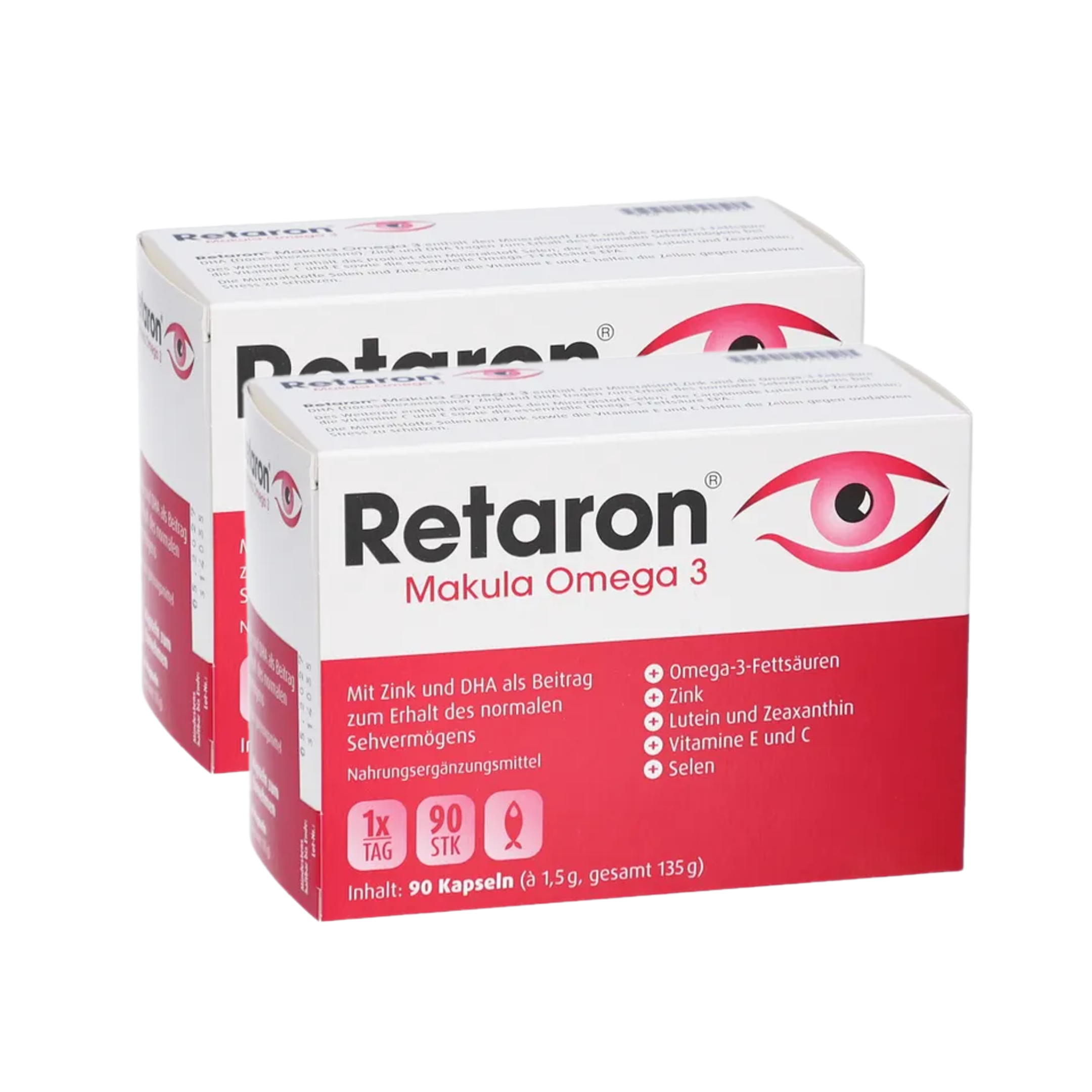 Retaron 叶黄素+与米黄色+野樱莓护眼胶囊 90粒 x 2 盒 PZN 07762345
