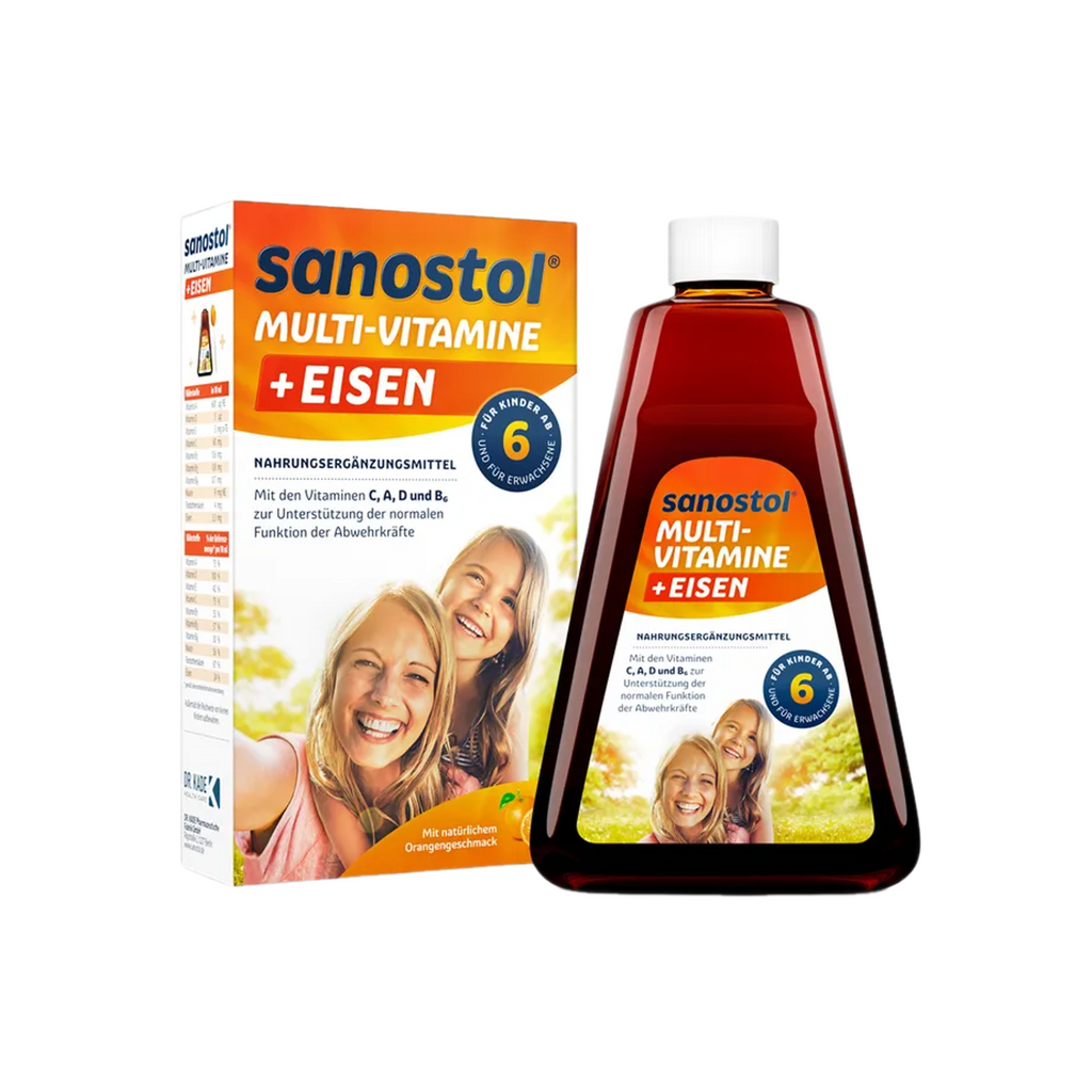 Sanostol Plus Iron | Kids Liquid Multivitamin with Iron + Vitamins A, C, D, E & B Vitamins | 460 ml | PZN 02171846