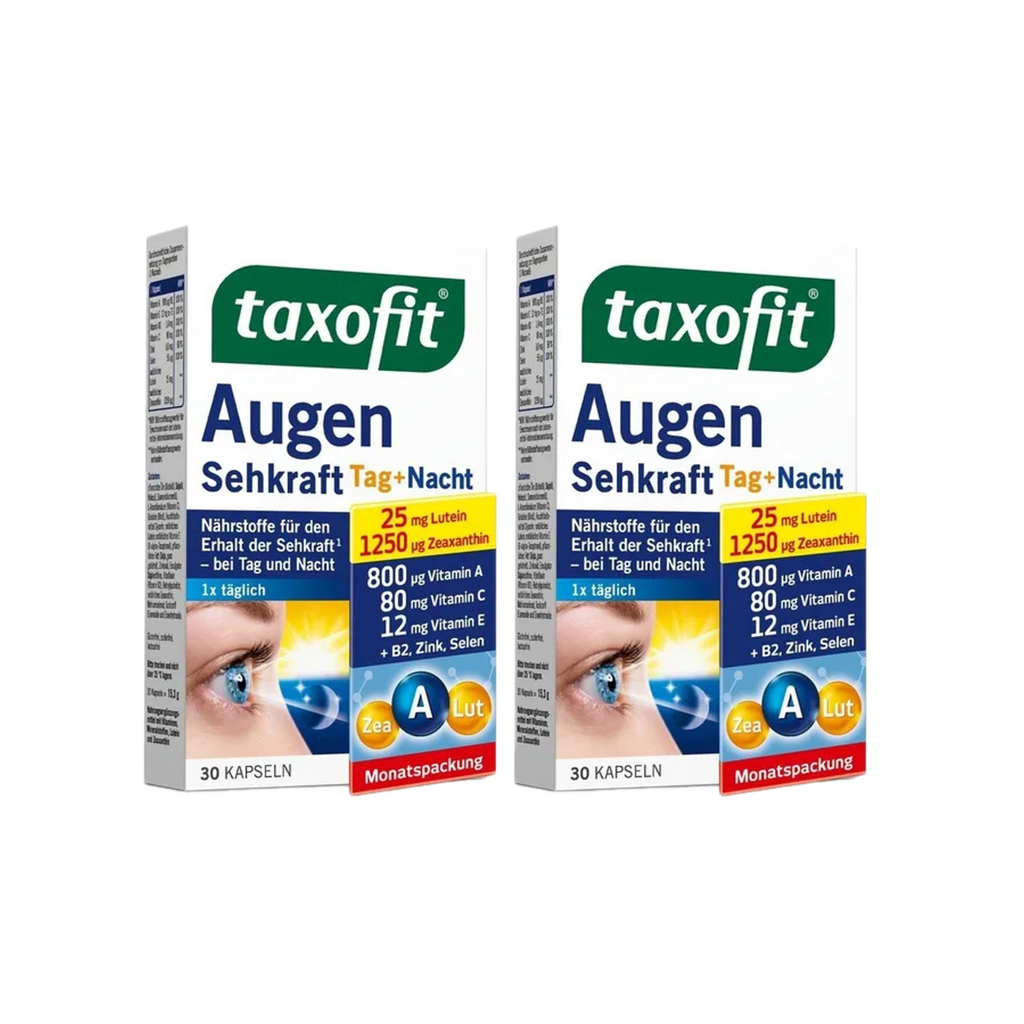 Taxofit eye eyesight Double Pack | 2 × 30 Capsules | Lutein 25 mg + Zeaxanthin + Vitamins A, C, E & Zinc | 60 Capsules Total | PZN 12749602