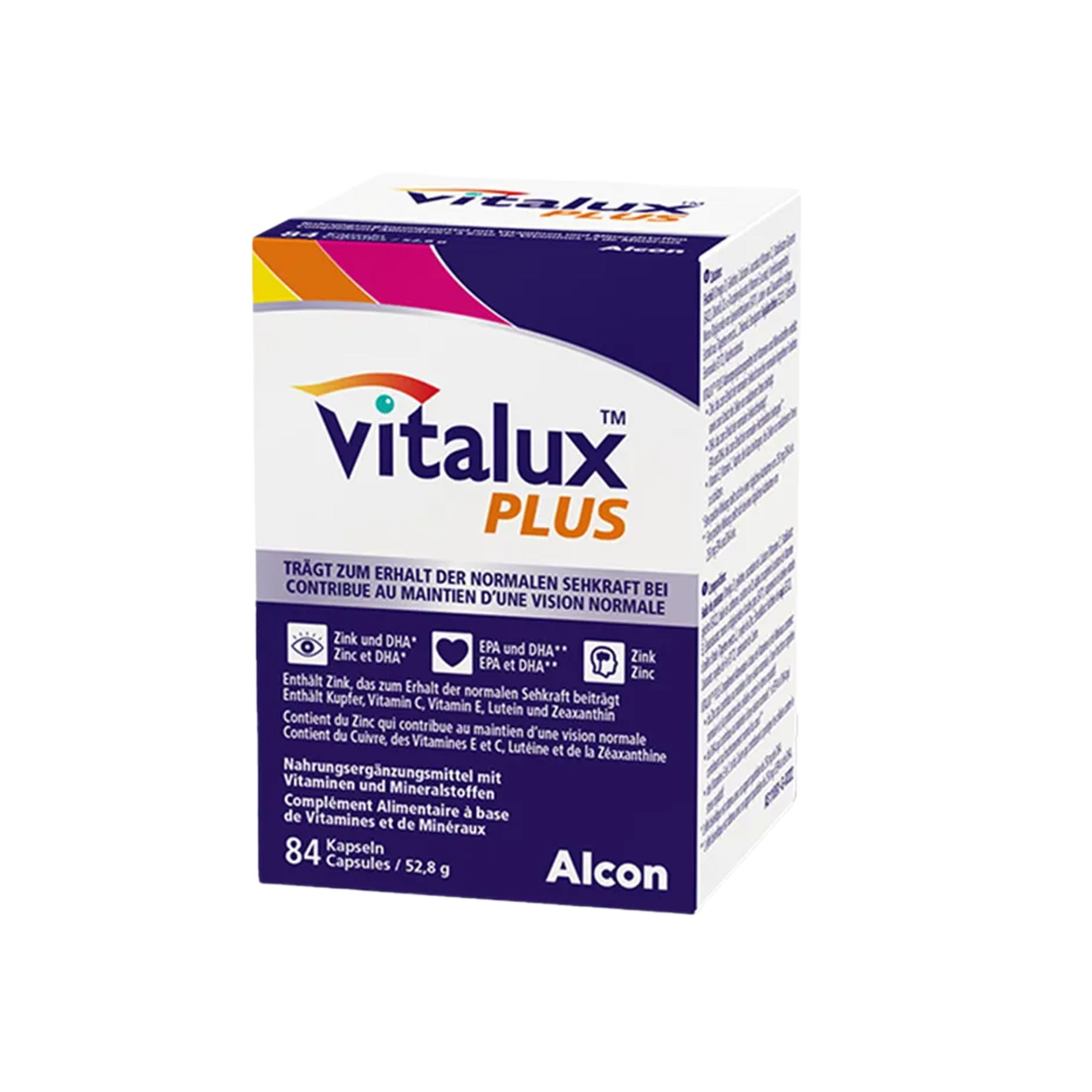 Vitalux Plus | Eye Health with Lutein, Zeaxanthin, Omega-3, Vitamins C & E + Zinc | 84 Capsules | PZN 18044848