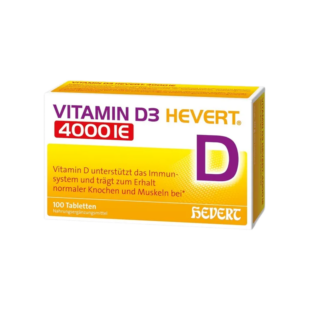 Vitamin D3 Hevert 4000 IU | High-Strength Vitamin D3 | Immune System, Bones & Muscle Support | Divisible Tablets | 100 Tablets | PZN 19903331