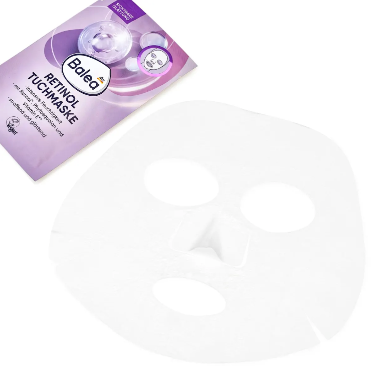 Balea Retinol Sheet Mask 10-Pack | Retinol, Phytosqualane, Ceramide & Hyaluronic Acid | Intensive Hydrating Anti-Aging Face Mask | 10 Treatments