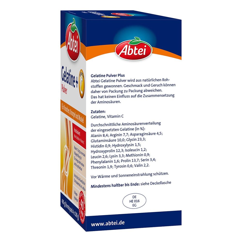 Abtei Gelatine Plus | Collagen Protein & Vitamin C | Bone, Cartilage & Muscle Support | 400 g Powder | PZN 15570602