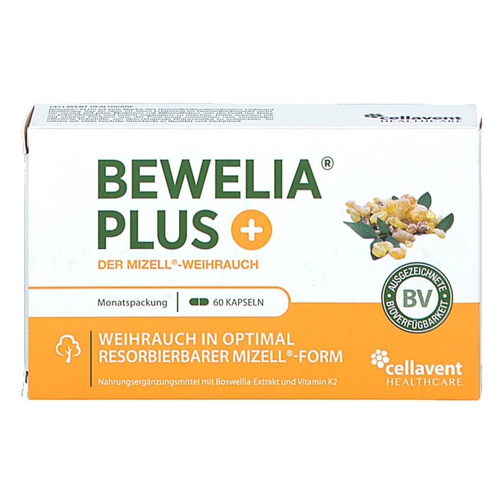 Bewelia PLUS | Boswellia Serrata Extract (AKBA) & Vitamin K2 (MK-7) | Bone Health & Daily Wellness | 60 Soft Capsules | PZN 15562123
