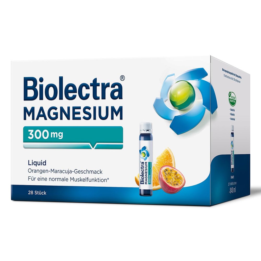 德国原装 Biolectra 镁300mg口服液 28 瓶支持 肌肉神经能量 橙百香果味 PZN 13986586