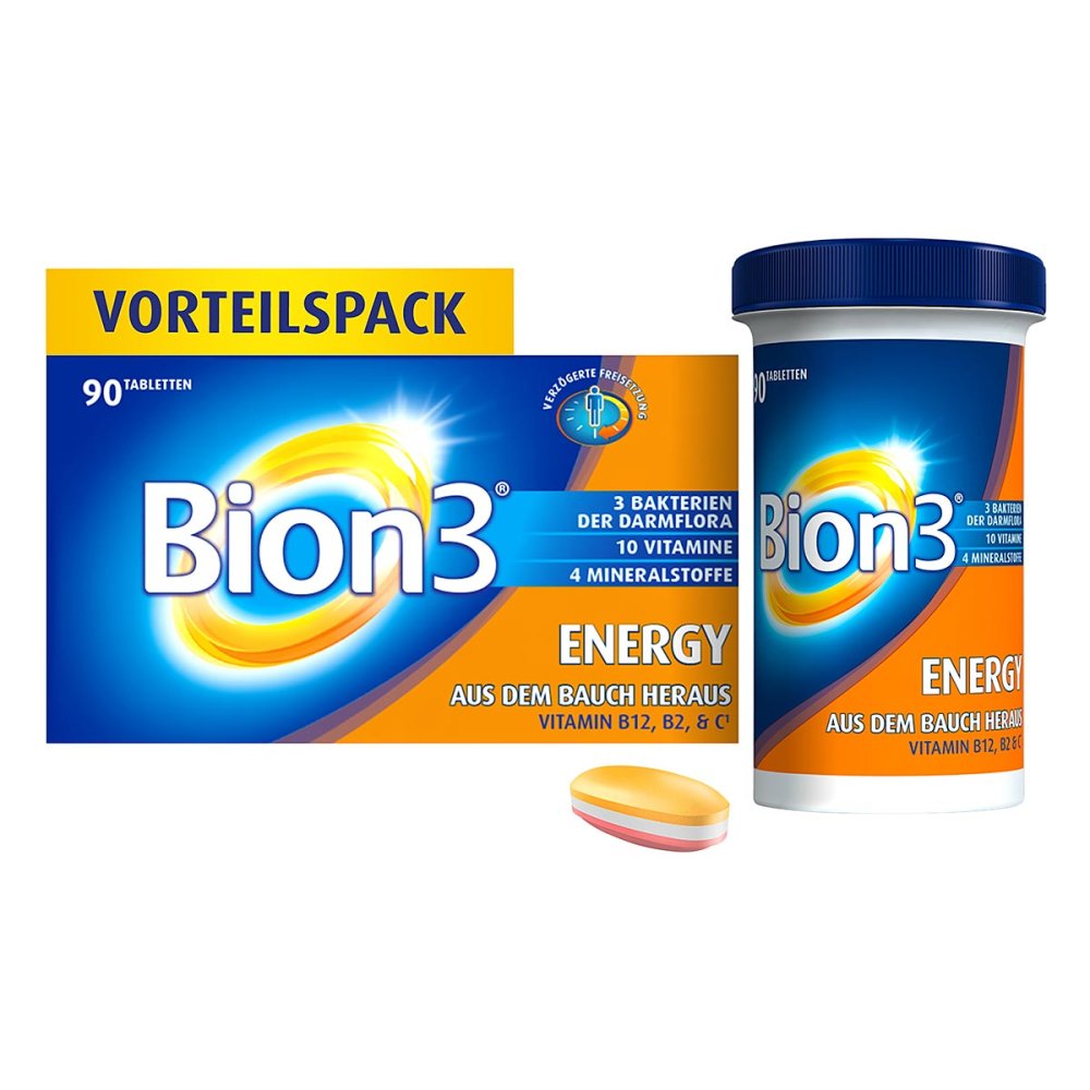 德国原装Bion 3能量片90粒 – 能量代谢 + 肠道健康益生菌 + 人参维生素和矿物质 | 缓解疲劳和支持免疫系统 PZN 18010743