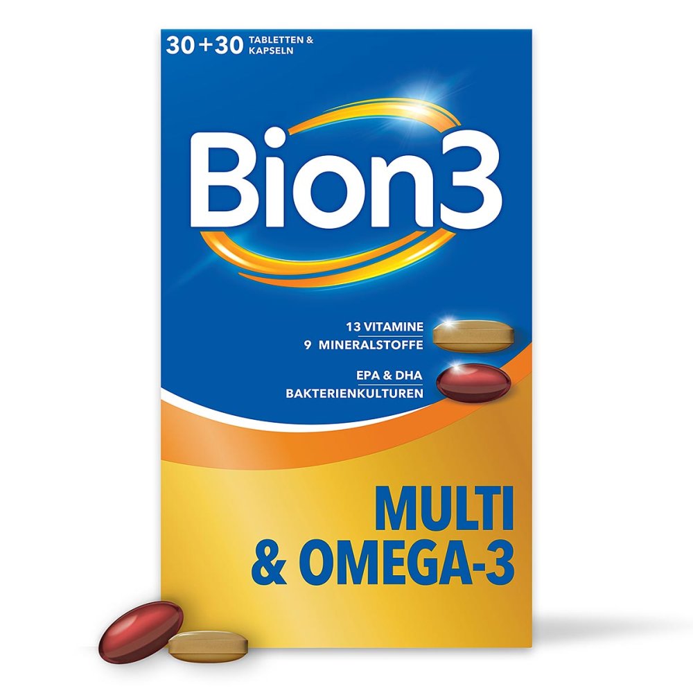 德国原装 Bion3 Multi + omega-3复合营养素2x30粒 提高免疫力，减少疲劳，保护心血管功能| PZN 19430306