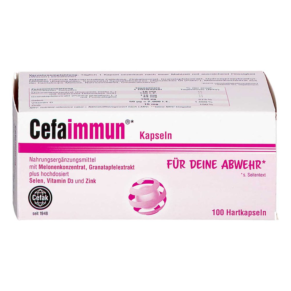 德国 Cefaimmun 硬胶囊 100粒 PZN 18276257 免疫支持 锌 硒 维生素 膳食补充剂