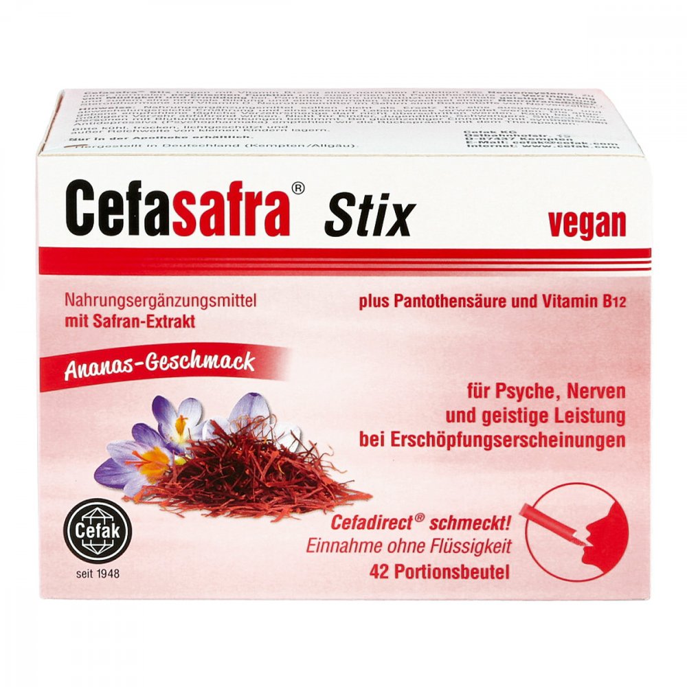 Cefasafra 藏红花➕泛酸➕维生素B12 冲剂，42袋 PZN 16584635