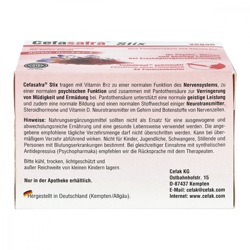 Cefasafra Stix Granules 42 pcs | Saffron Extract + B Vitamins Mood Support Formula | PZN 16584635