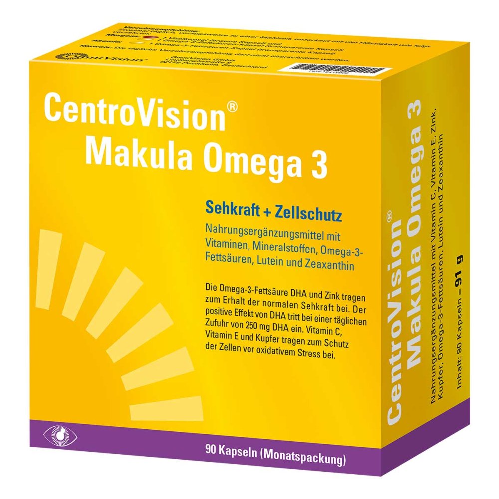 Centrovision 黄斑 Omega-3 胶囊，90 粒 PZN 15415965