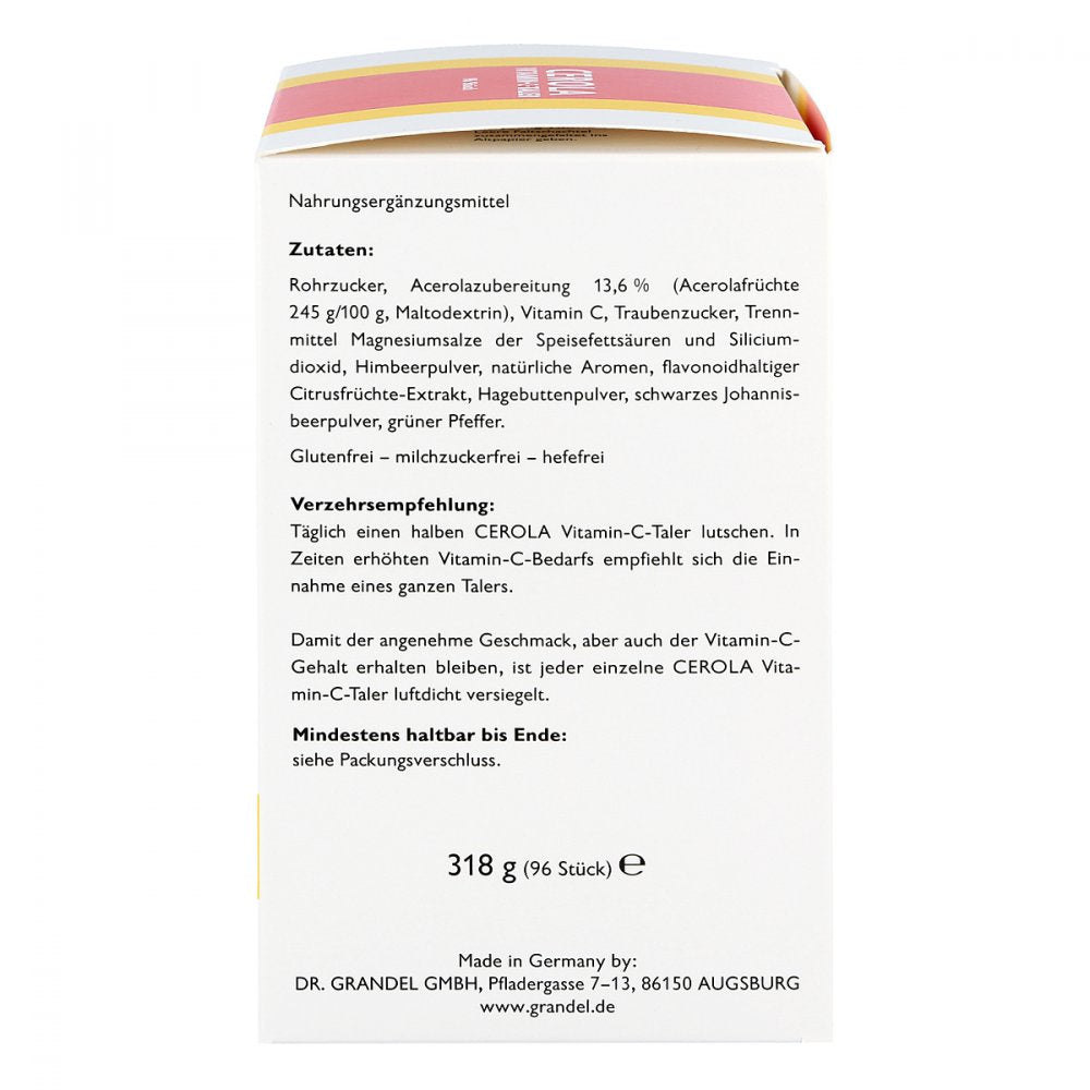 Cerola Vitamin C Lozenges Grandel – Acerola Vitamin C for Immune Support & Energy 96 pieces PZN 03106667