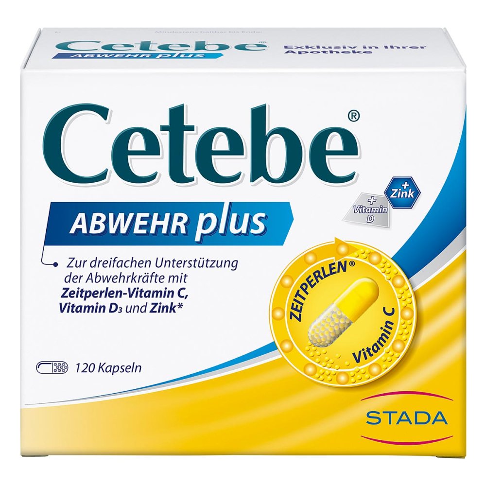 CETEBE DEFENSE plus Vitamin C+Vitamin D3+Zinc Capsules, 120 capsules, PZN 02415254