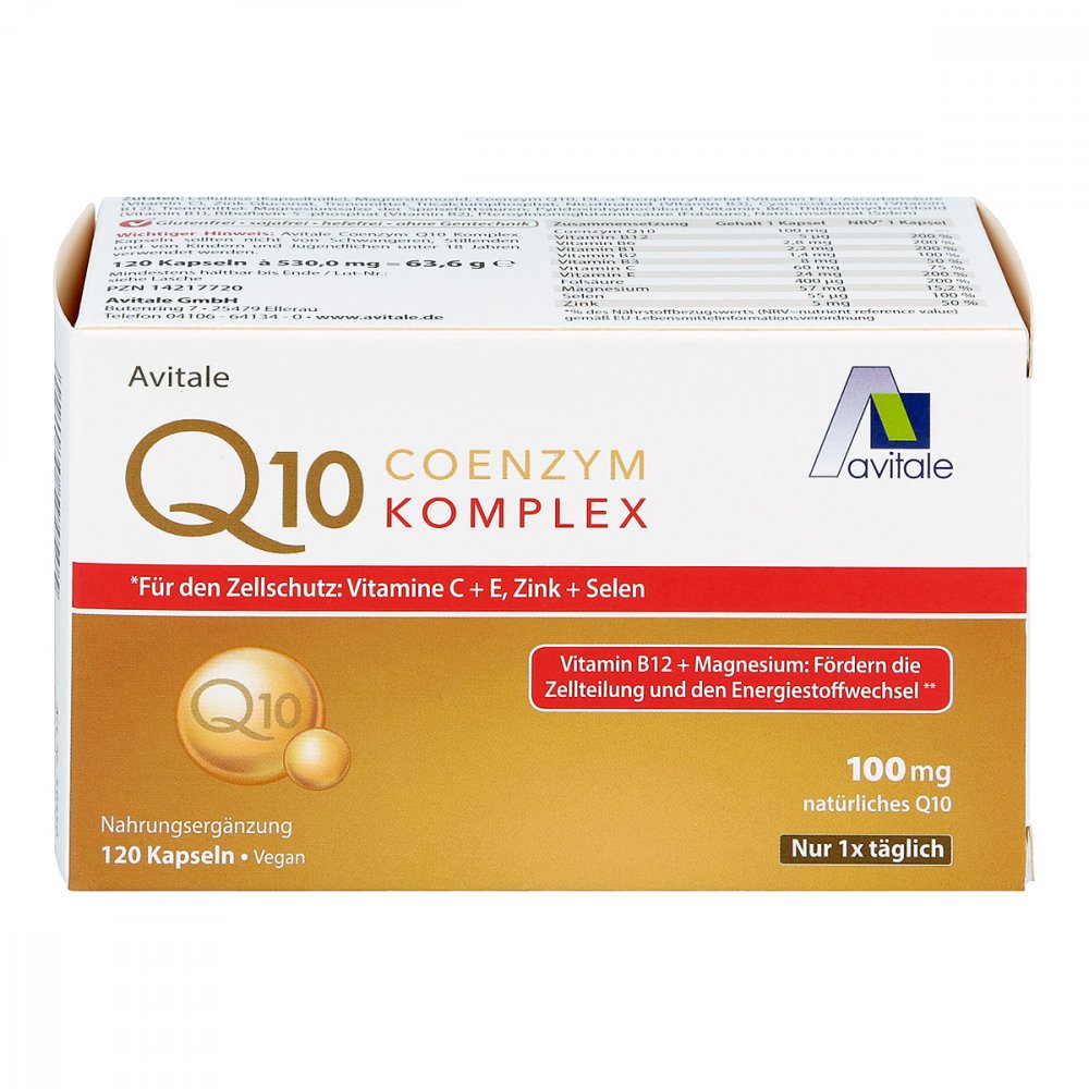 Avitale Coenzyme Q10 100 mg Capsules – Energy, Heart Health & Antioxidant Support, 120 capsules PZN 14217720