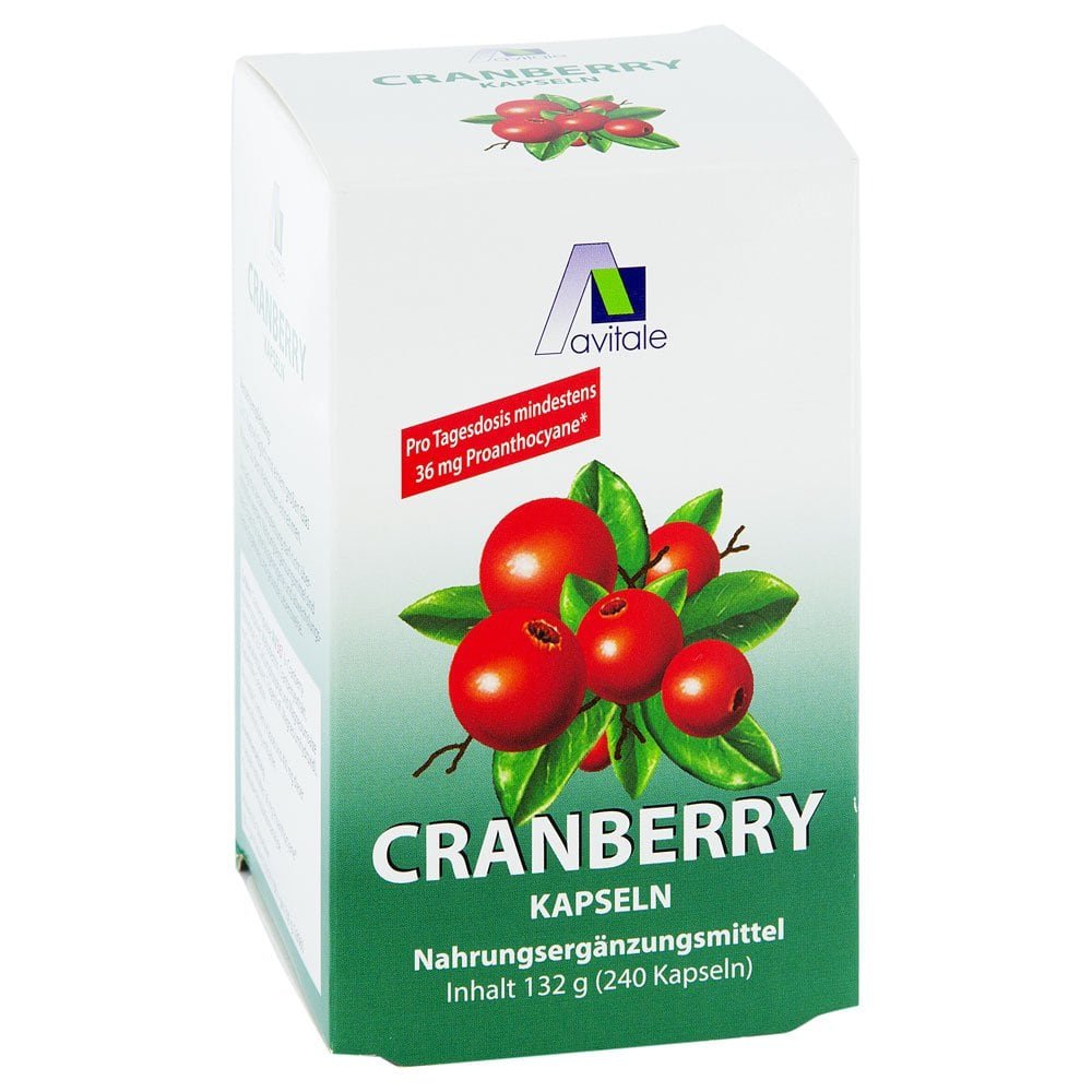 Avitale Cranberry Capsules 400 mg 240 Count PZN 04347717 AV36 Proanthocyanidins Germany Urinary Tract Supplement