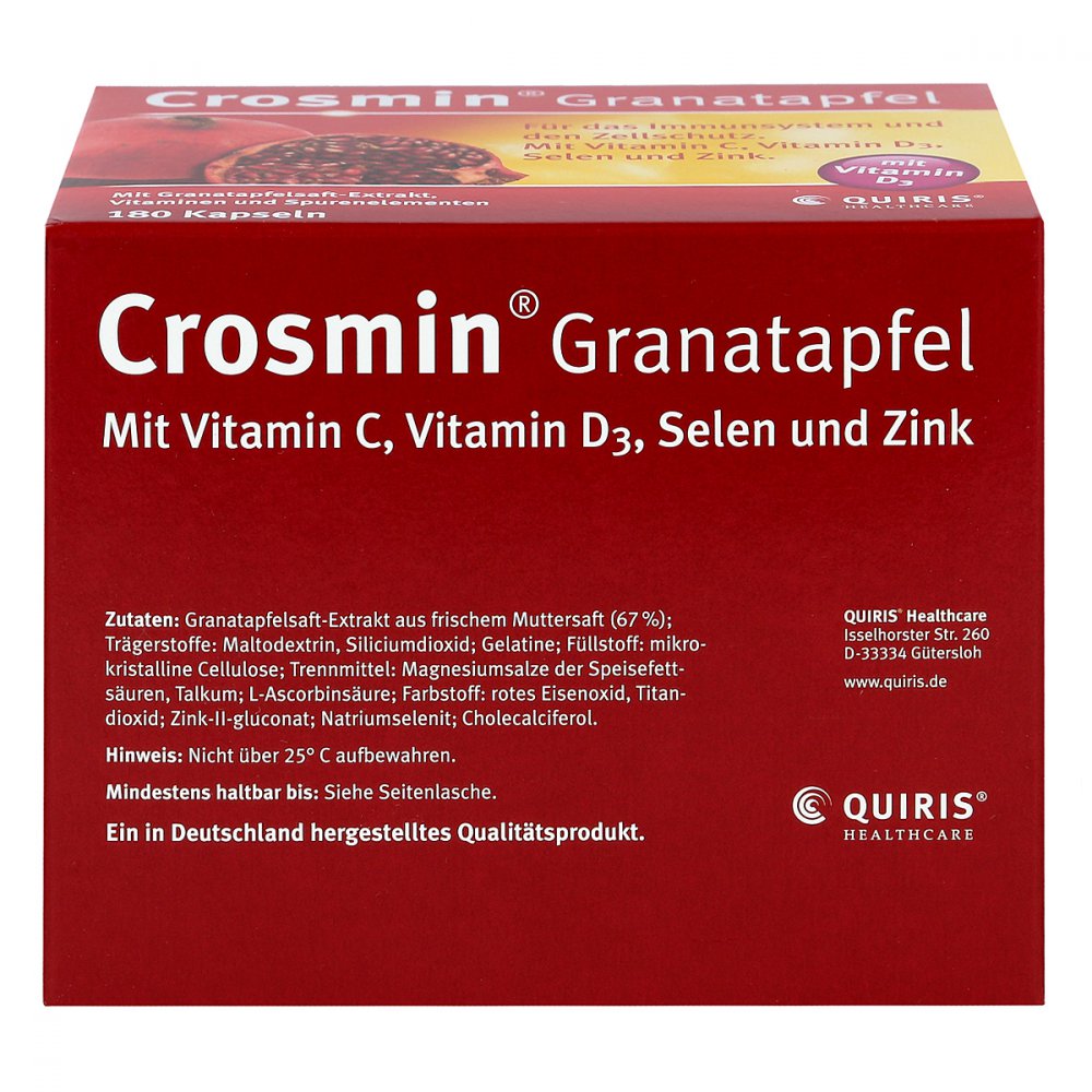 Crosmin® Pomegranate 180 Capsules – Antioxidant, Immune & Cellular Protection Support PZN 01174883
