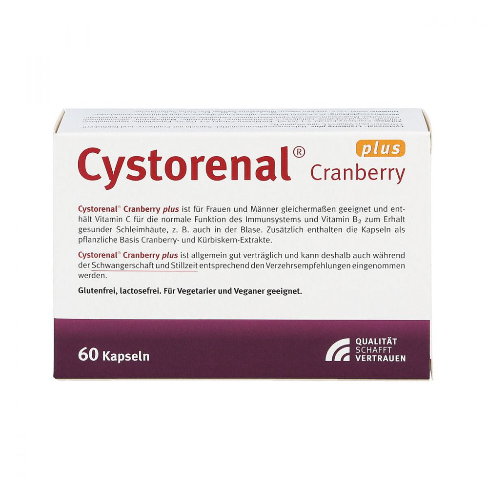 Cystorenal Cranberry Plus Capsules 60 pcs | Cranberry & Pumpkin Seed Urinary Tract Support | PZN 05022549