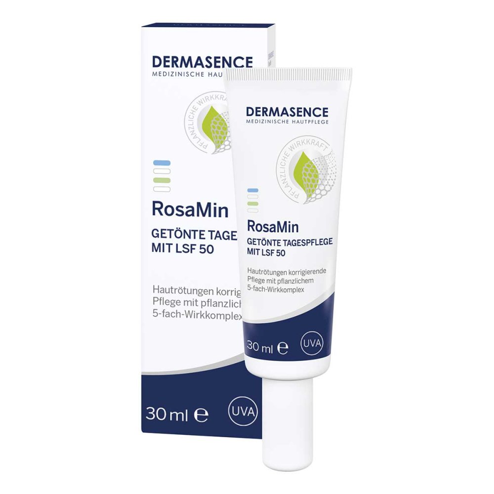 Dermasence RosaMin Tinted Day Cream SPF 50 30ml | Color-Correcting Moisturizer for Redness-Prone Skin | Medium Tint PZN 14171030