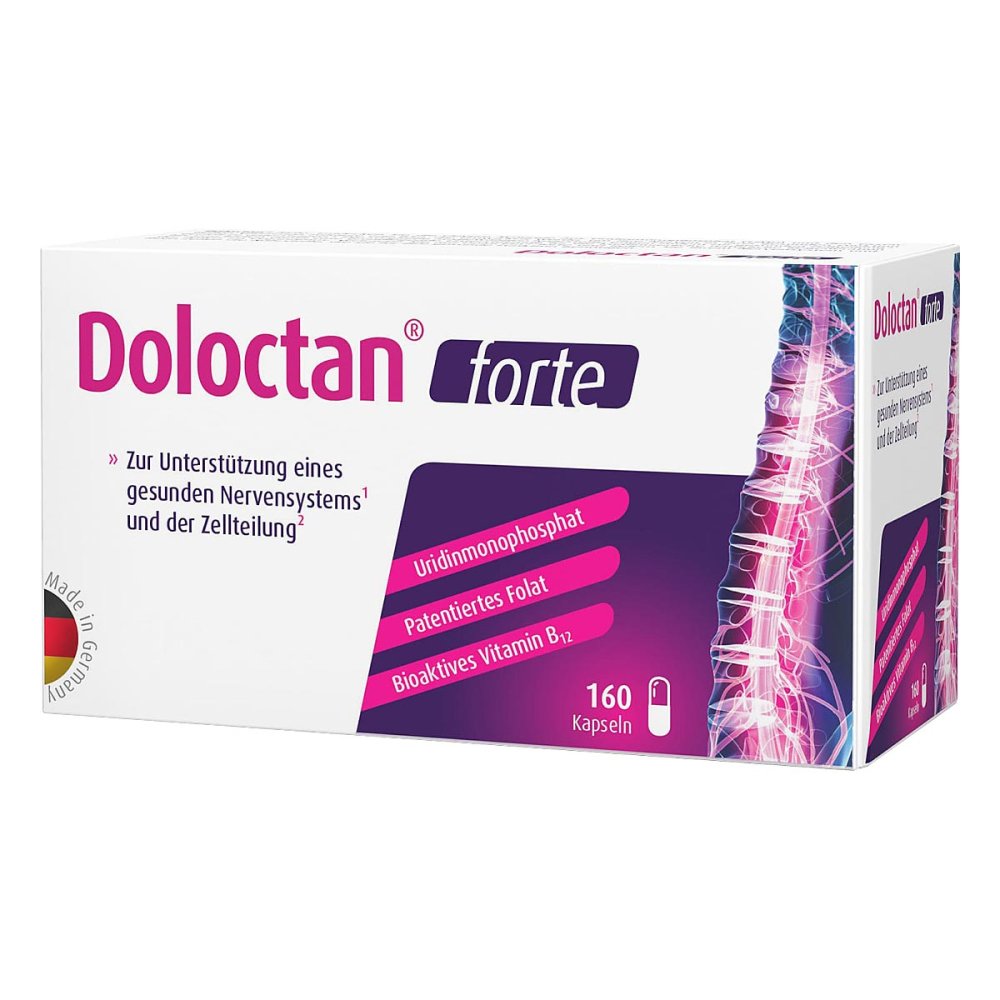 Doloctan® forte | Uridine Monophosphate, Active Folate & Vitamin B12 | Nervous System Support | Vegan | 160 Capsules | PZN 11665949