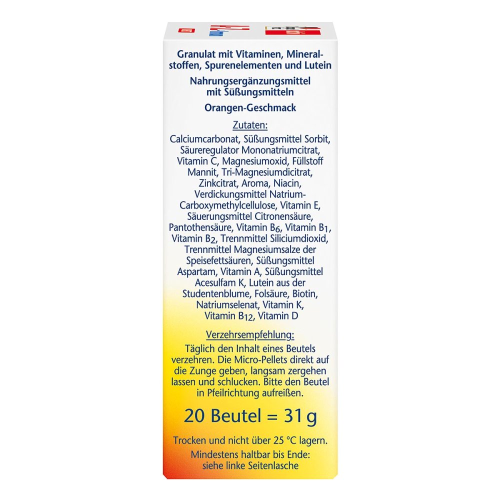 Doppelherz aktiv A-Z + Immun DIRECT Triple Pack 60 Sachets | 3 × 20 Micro-Pellet Sachets | 17 Vitamins, Minerals & Lutein | Orange Flavor |  PZN 16687909