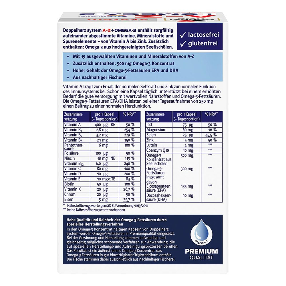 Doppelherz AZ + Omega-3 多合一系统胶囊，60 粒 PZN：18196736