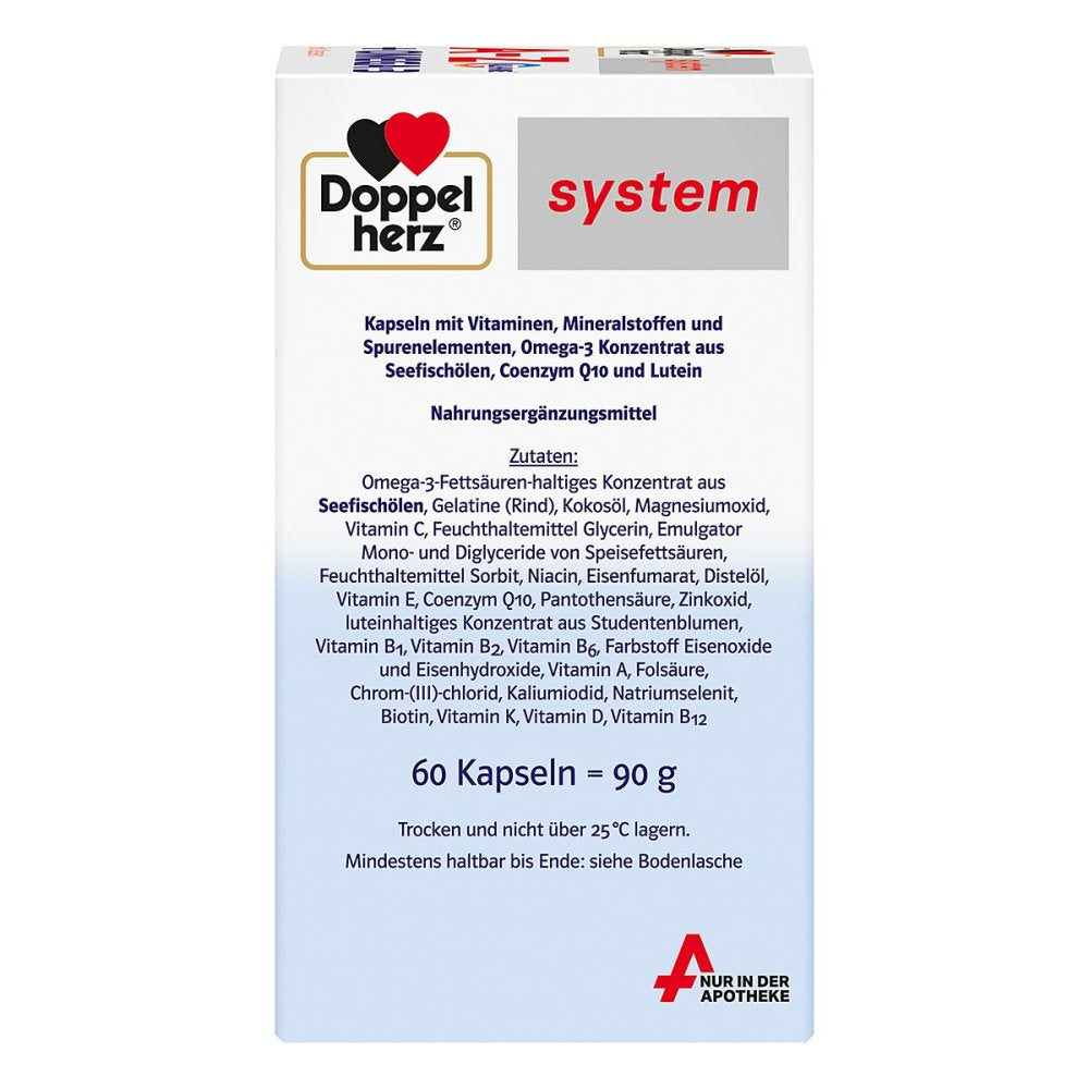 Doppelherz AZ + Omega-3 多合一系统胶囊，60 粒 PZN：18196736