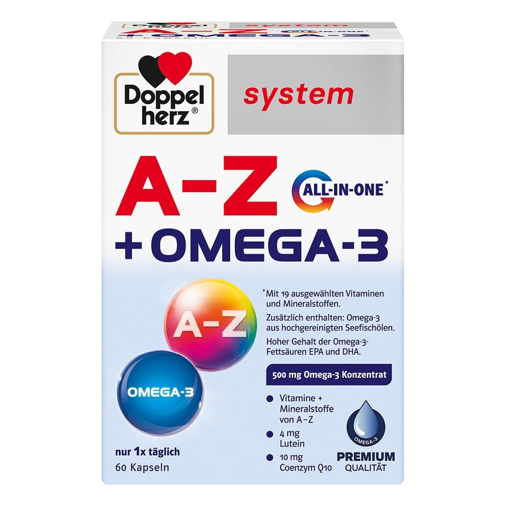 Doppelherz AZ + Omega-3 多合一系统胶囊，60 粒 PZN：18196736