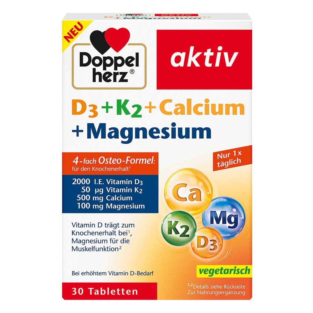 Doppelherz D3 + K2 + 钙 + 镁片，30 片 PZN 18778668