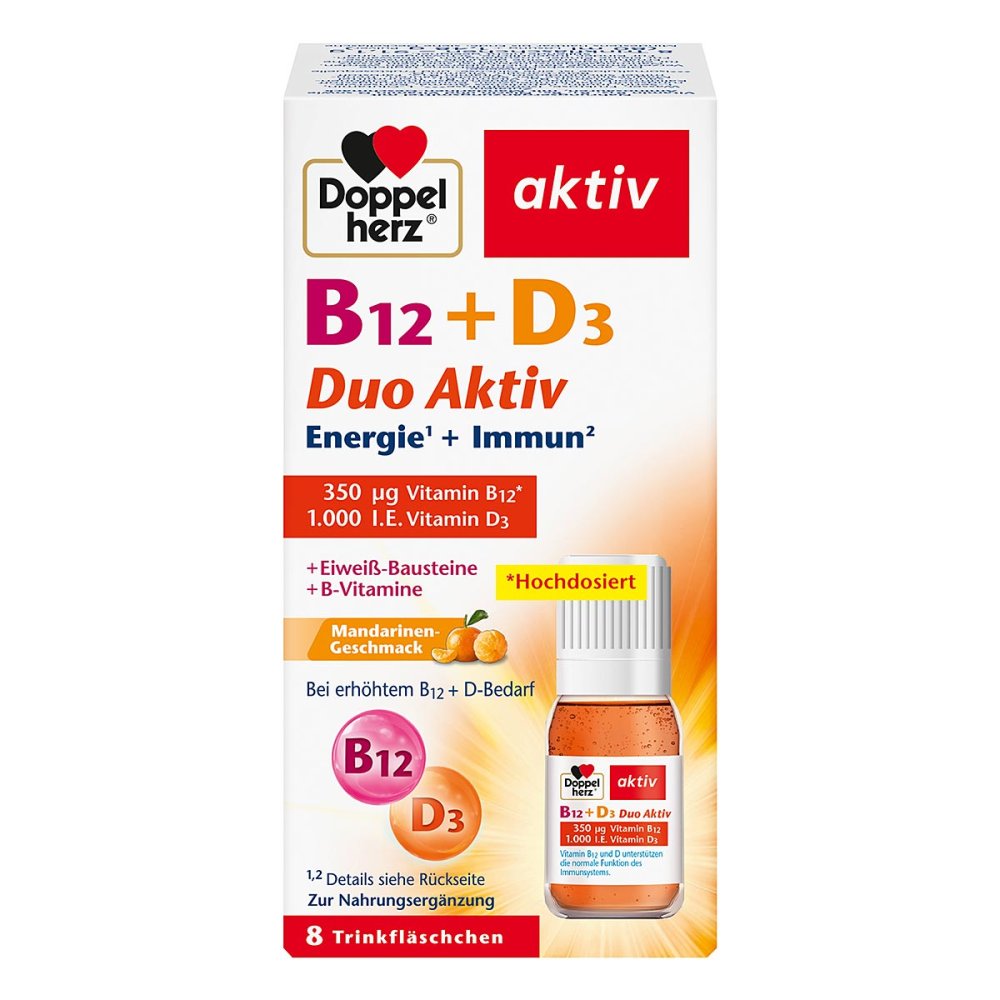 Doppelherz B12 + D3 Duo Active Drinking Ampoules, 8 pcs PZN 17987051