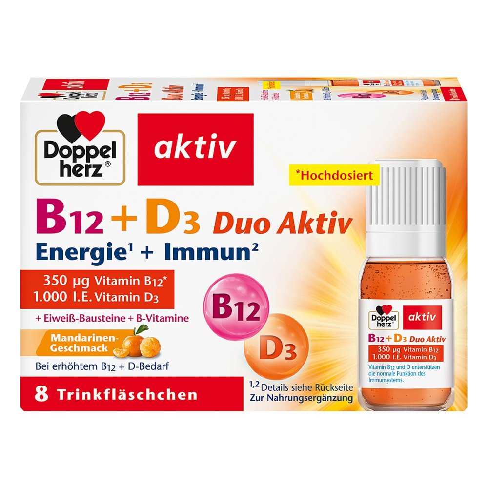 Doppelherz B12 + D3 Duo Active Drinking Ampoules, 8 pcs PZN 17987051