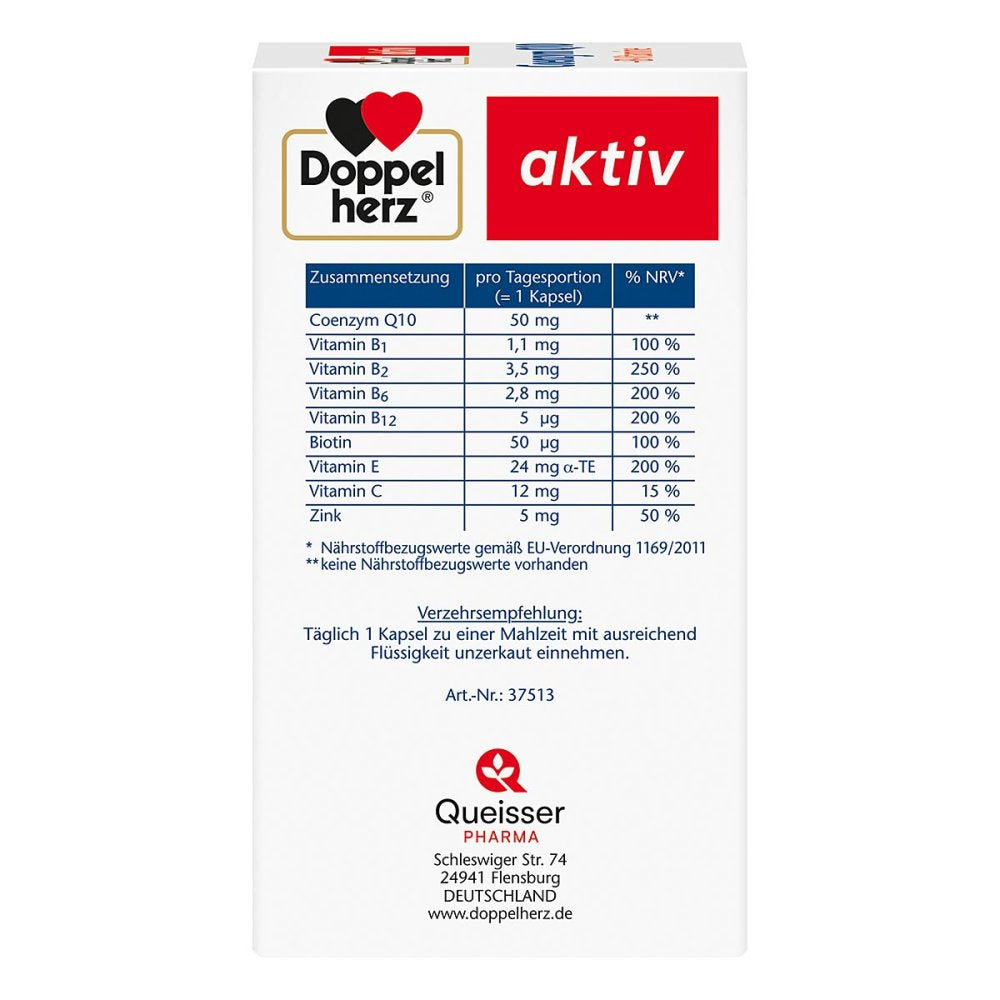 Doppelherz Coenzyme Q10 + B Vitamins 90 Capsules | 50 mg CoQ10 | B Vitamins, Vitamin C, E & Zinc | Energy & Antioxidant Support | Made in Germany PZN 19073556