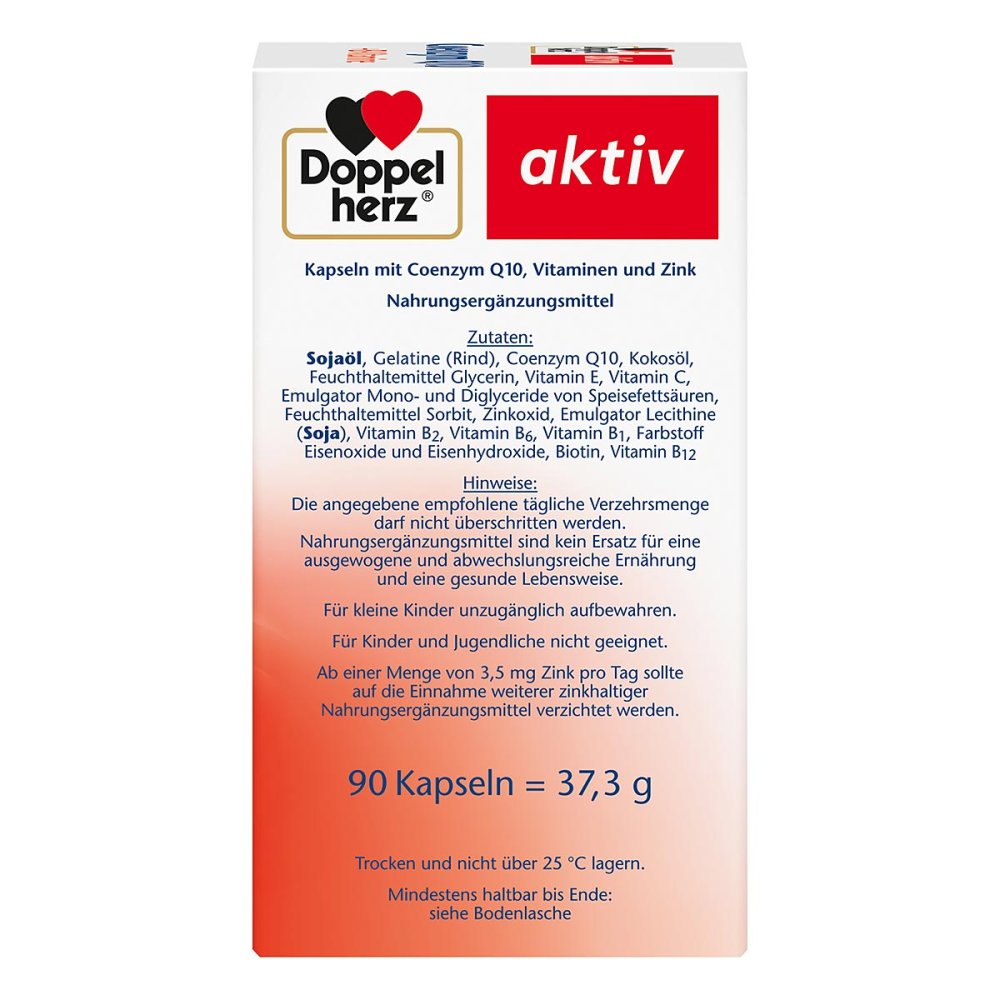 Doppelherz Coenzyme Q10 + B Vitamins 90 Capsules | 50 mg CoQ10 | B Vitamins, Vitamin C, E & Zinc | Energy & Antioxidant Support | Made in Germany PZN 19073556