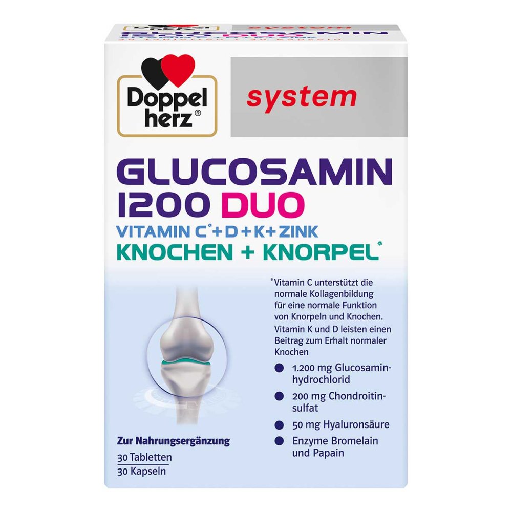 Doppelherz 葡萄糖胺软骨素 1200 双系统组合装 60粒 PZN 17874140