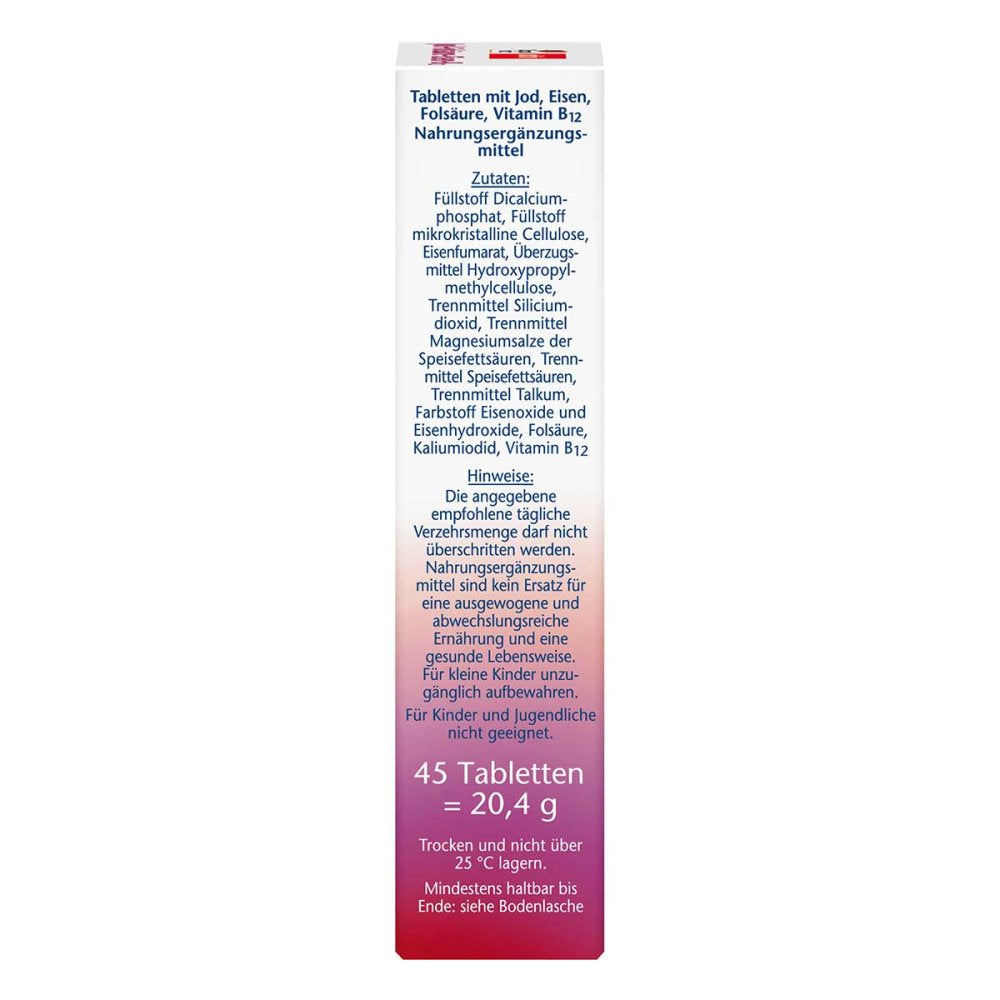 Doppelherz Iodine + Folic Acid + Iron + B12 Tablets, 45 pcs PZN 16487984