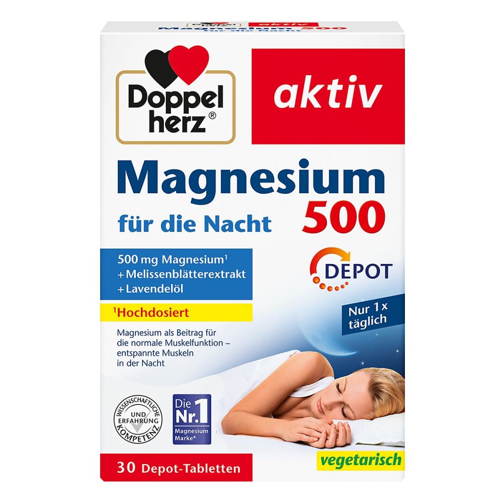 Doppelherz Magnesium 500 for the night tablets, 30 pcs PZN 17510627