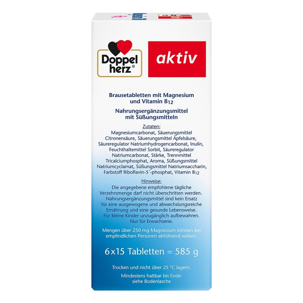 Doppelherz 镁 500 + B12 泡腾片 6支 x 15粒 / 盒 PZN 19288535