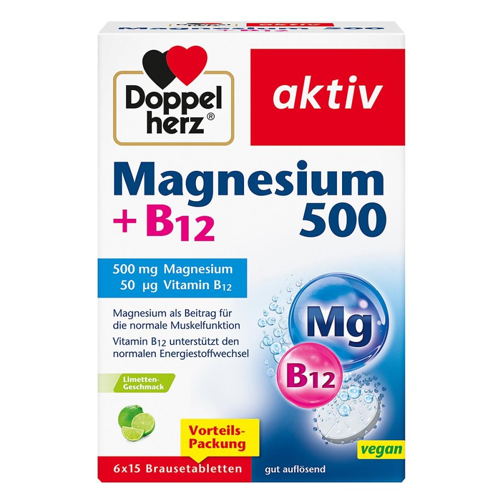 Doppelherz 镁 500 + B12 泡腾片 6支 x 15粒 / 盒 PZN 19288535