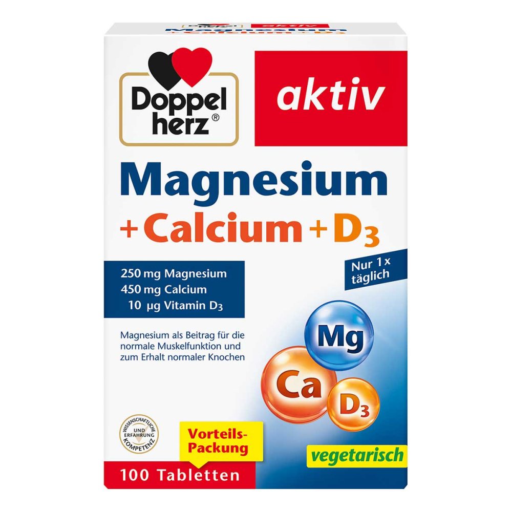 Doppelherz Magnesium+Calcium+D3 Tablets, 100 pcs