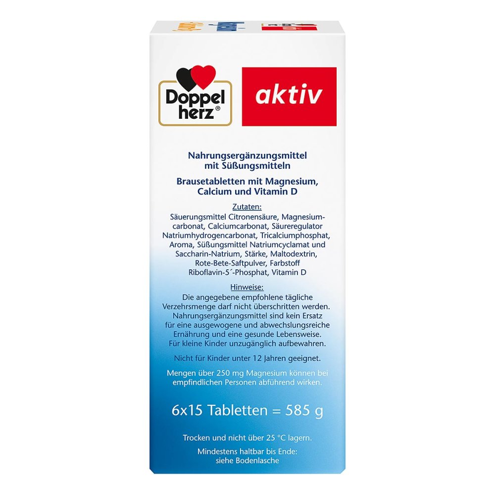Doppelherz Magnesium + Calcium + D3 effervescent tablets, 6 x 15 tablets PZN 19068880