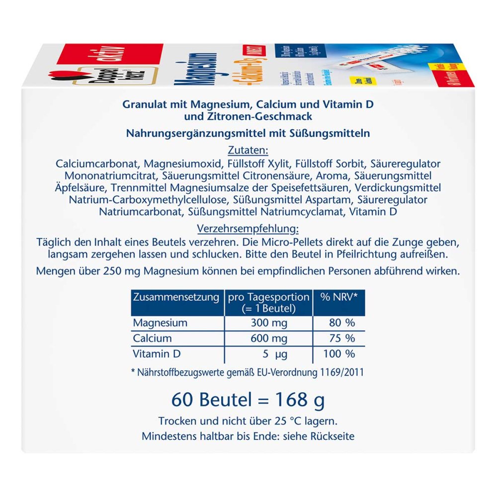 Doppelherz Magnesium + Calcium + D3 Direct Pellets, 60 pcs PZN 18390668