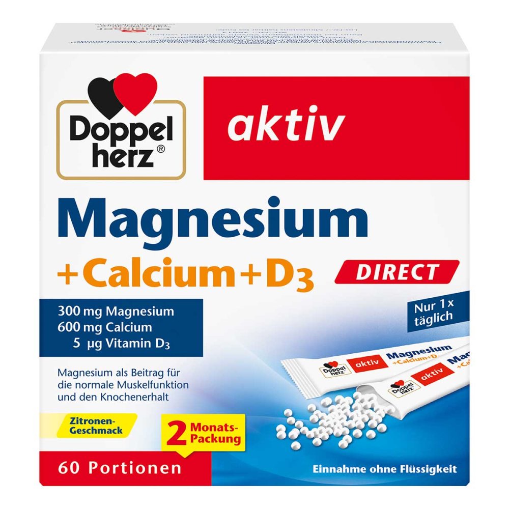 Doppelherz Magnesium + Calcium + D3 Direct Pellets, 60 pcs PZN 18390668