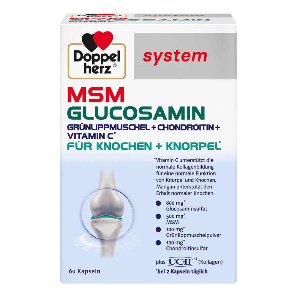 Doppelherz MSM 葡萄糖胺+硫酸软骨素复合营养胶囊 60 粒 PZN 17974290