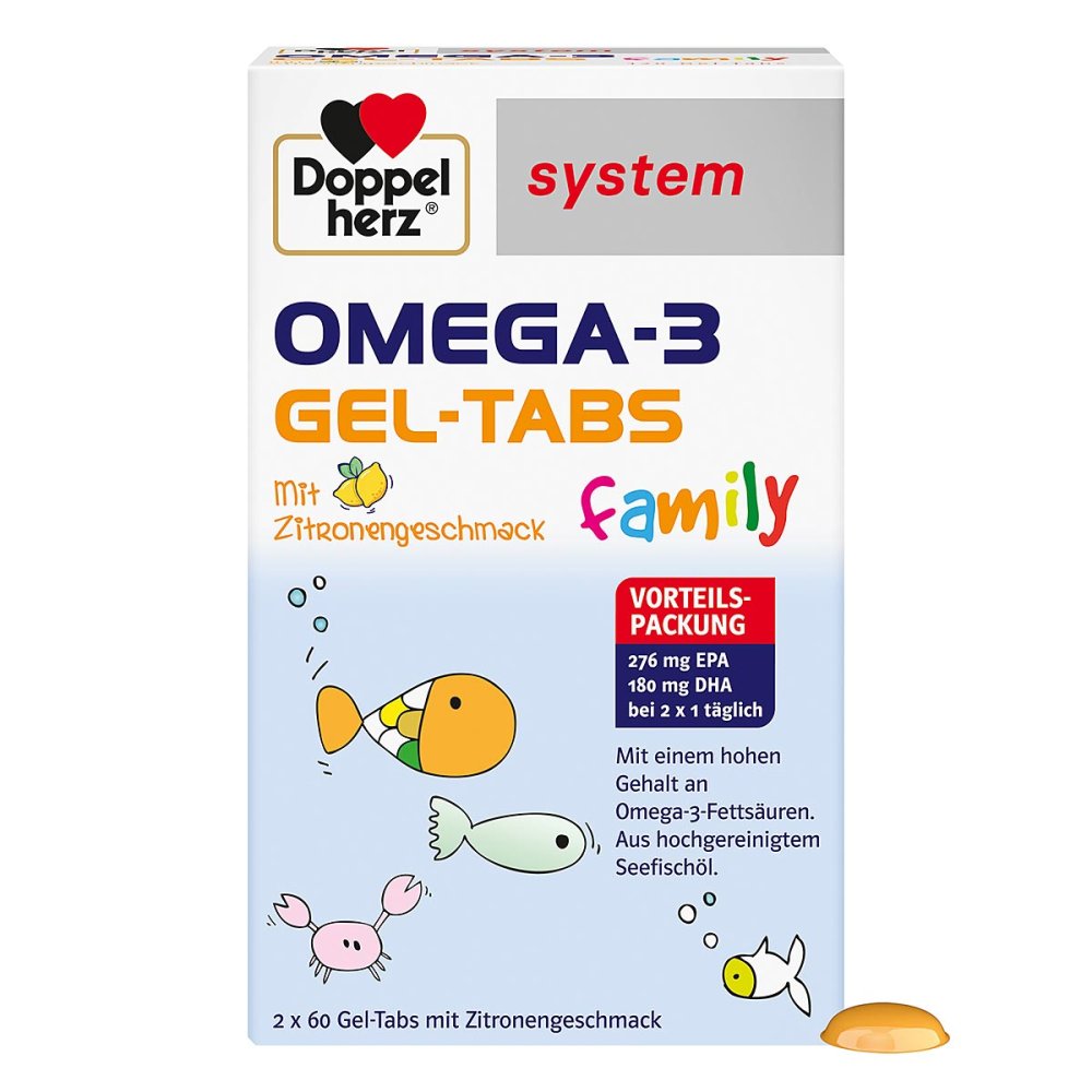 德国原装Doppelherz 双心 Omega-3 鱼油咀嚼片120粒 成人/儿童欧米伽-3 EPA DHA 咀嚼片 PZN 16849708