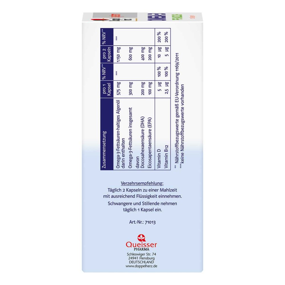 Doppelherz Omega-3 植物基系统胶囊，120 粒 PZN 16224776