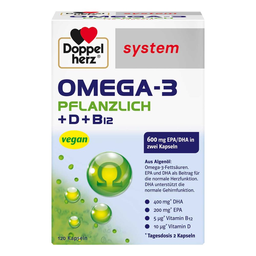 Doppelherz Omega-3 植物基系统胶囊，120 粒 PZN 16224776
