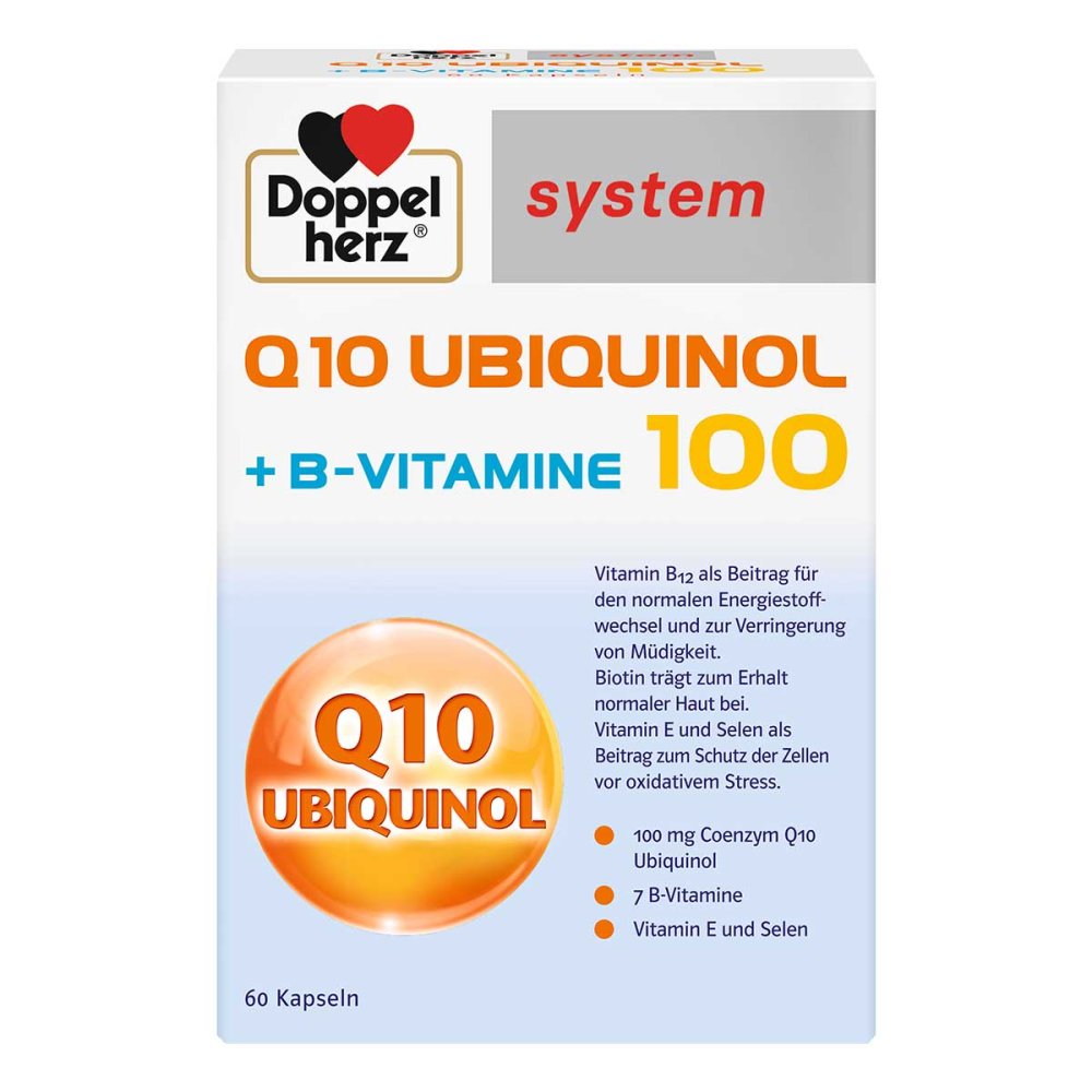 Doppelherz Q10 Ubiquinol 100 System Capsules 60 pcs | Coenzyme Q10 Ubiquinol + B Vitamins | PZN 17305689