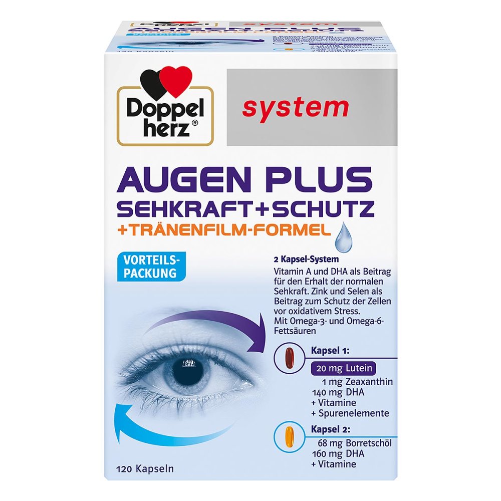 Doppelherz System Eyes Plus 视力+保护胶囊，120 粒 PZN 06560987