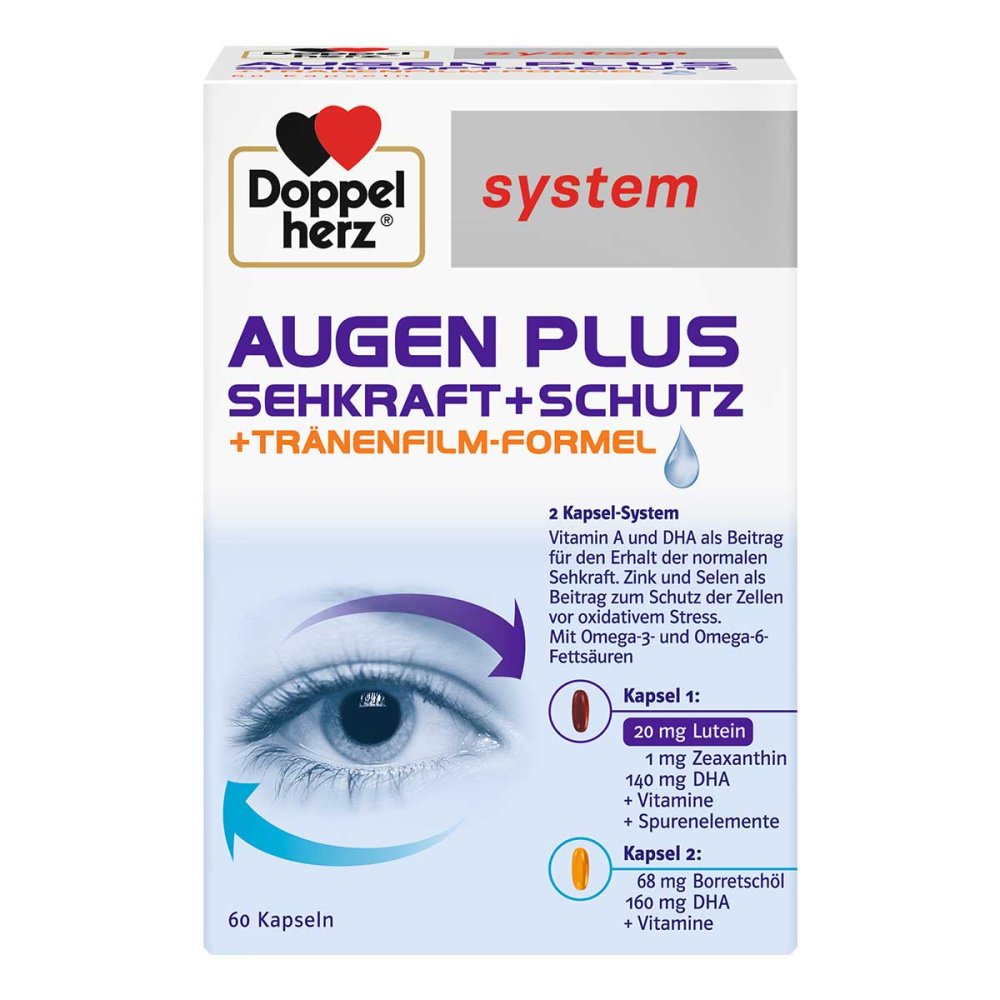 Doppelherz System Eyes Plus 视力+保护胶囊 60 粒 PZN：05517713